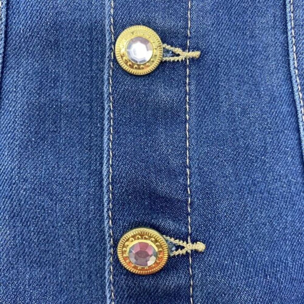One Step Up Blue Denim Jacket with Rhineston Buttons Cotton Blend Girls Size 5/6 - Picture 4 of 7
